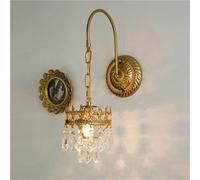 QYYZTQY American Vintage Crystal Industrial with E12/ Base Mounted Lights for Bedroom Living Room Vanity Bedside Hallway Stairway Indoor Wall Lamps(Gold)