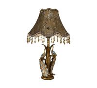 QYYZTQY American Vintage Luxury Villa Desk Light High-End Resin Fabric Desk Lamp Suitable for Hotel Guest Room Loft Living Room Desk Table Lamp Bedroom Decorative Lighting Fixture (E27 Socket)