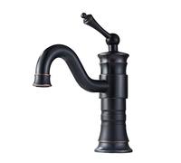 QYYZTQY Antique Black Basin Faucet Full Copper Hot Cold Rotatable Taps Retro Brushed Finish Medium Size Above Counter Sink Mixer for Stylish Bathroom & Kitchen