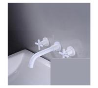 QYYZTQY Antique Black Brass Kitchen Faucet Wall-Mounted Double Cross Handle Swivel Spout Hot Cold Mixing for Sinks Elegant (White 01)