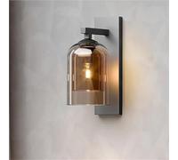 QYYZTQY Antique Black Retro Industrial Style Smoky Gray Metal Mid-Century Amber Glass Suitable For Bathroom Bedroom Living Room Hallway Wall Lamp with E26/ Base(Yellow)