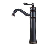 QYYZTQY Antique Black Tap Mixer Full Copper Hot Cold Rotatable Retro Brushed Finish Tall Above Counter Basin Faucet Model No. 2