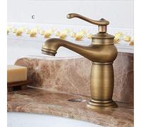 QYYZTQY Antique Brass European Style Bathroom Kitchen Faucet Copper Water Tap Brushed Black Finish Hot & Cold Sink Basin Mixer Above Counter Installat (Bronze Color)
