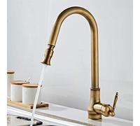 QYYZTQY Antique Brass Kitchen with out Spray Head Hot Cold Water 360 Degree Swivel Sink Faucet Single Handle Retro Style Pull Down Mixer Taps