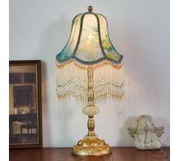 QYYZTQY Antique Gold Bedside Table Lamp Vintage Rustic Table Lamp Tall Cottage Coastal Art Deco Nightstand Lamp Farmhouse Retro Floral End Lamp for Bedroom Desk Living Room Home House Office