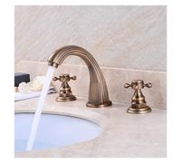 QYYZTQY Antique Kitchen Faucet - 3-Piece Double Handle Bathroom Mixer Tap 3-Hole Countertop Mount Brass Construct for Elegant Home Decor