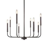 QYYZTQY Antique Pendant Light Chandelier, Nordic Vintage for Living Room Bedroom Dining Kitchen Chandelier, Adjustable Height Black, Country House Led 8 Flame Iron Candlestick