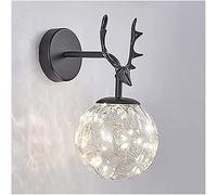 QYYZTQY Antlers Wall, Clear Glass Globe Wall Lamp, Bathroom Light, Lighting Fixture for Bedroom Living Room Hallway, Mid Century Farmhouse Wall Lantern (Color : Gold) (Color : Black)