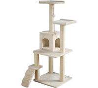 QYYZTQY Apartments Large Solid Wood Climbing Nest One Sisal Shelf Frame Villa Jumping Platform Cat Tree Tower (White 61X8