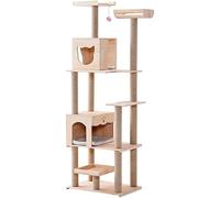 QYYZTQY Apartments Solid Wood Nest One Scratch Post Toy Jumping Platform House Supplies Climbing Frame Cat Tree Tower (Color Beige, Size : 60X40X158CM)