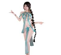QYYZTQY Arabian Belly Dance Dress for Women Lingerie Costume Anime Cosplay Outfit Nights Cheongsam High Slit Cute Exotic Roleplay Halter Bra Long Skirt Set