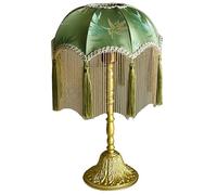 QYYZTQY Art Deco Table Lamp Green Floral Shade Single Vintage Bedside Table Lamp Antique Gold Tall Skinny End Lamp Farmhouse Retro Rustic Nightstand Lamp for Bedroom Living Room Home House Office