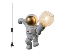 QYYZTQY Astronaut Wall Lamp Creative Resin Wall for Children's Room with Plug Lighting Fixture for Boys Girls Bedroom Christmas Atmosphere Lamp,Black (Color : White)