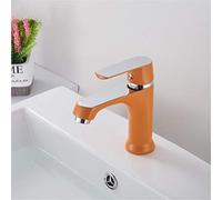 QYYZTQY Basin Faucet Green/Orange/White Water Taps Fashion Style Brass Hot and Cold Sink Crane Spray Painting Chrome with Aerator Single Handle,Orange Star of Light