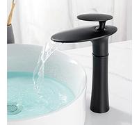 QYYZTQY Basin Tap, Hot and Cold Water Sink Brass, Waterfall spout Single Handle Bathroom taps Mixer Faucet High, Silver