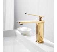 QYYZTQY Bathroom Basin Mixer Tap Brass Single Handle Hot & Cold One Hole Sink Faucet Luxury Gold Finish for Bathrooms