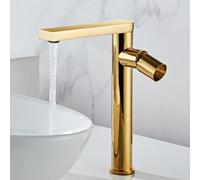 QYYZTQY Bathroom Faucet High Single Handle Tap Brass Hot Cold Rotat Basin Mixer 1 Hole for Bathrooms Stylish Gold Finish