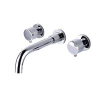 QYYZTQY Bathroom Sink Taps Wall Mounted Chrome-Plated, Solid Brass, 360° Swivel Spout, Three-Hole Wall-Mounted Basin Cross Handle, Split(Round Handle,Split)