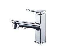 QYYZTQY Bathroom Tap with Pull-out Sprayer Dual Mode Hot & Cold Brass Single Handle Multifunctional Retractable Pull-Down Mixer taps for Basin faucets Sink Tap,Silver