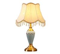 QYYZTQY Bed Lamp Chinese Retro Table Lamp Bedroom Bedside Lamp Living Room Decoration Ceramic Table Lamps Office Desktop Decor Desk Lamp, Copper Base Living Room Lamp