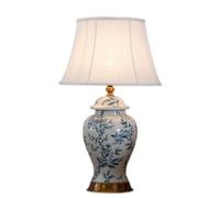 QYYZTQY Bed Lamp Chinese Style Retro Ceramic Table Lamp Blue Living Room Bedroom Bedside Lamp Study Decorative Lamp Living Room Lamp(B)