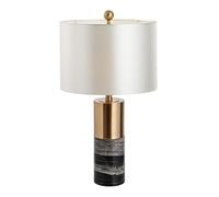QYYZTQY Bed Lamp Minimalist Bedroom Table Lamp Villa Metal Cloth Cover Marble Decorative Table Lamp Study Desk Reading Lamp Living Room Lamp(B)