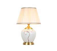 QYYZTQY Bed Lamp Retro Desk Light Ceramics Bedside Table Lamps with Fabric Lampshade Chinese Style Nightstand Table Lamps for Home Office Lamp, 20" H Desk Light Living Room Lamp(A)