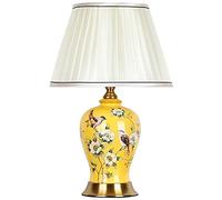 QYYZTQY Bedroom Bedside Lamp Chinese Retro Ceramics Table Lamp Glazed Ceramic Table Lamp Ceramics Desk Lamp Table Lamps for Living Room,Yellow,33×51cm
