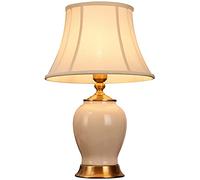 QYYZTQY Bedroom Bedside Lamp Chinese Style Glazed Ceramic Table Lamp American Style Rural All Bronze European Style Study E27 Table Lamp Ceramics Desk Lamp