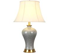 QYYZTQY Bedroom Bedside Lamp Retro Chinese Style Vase Bedroom Desk Lamp with Bell Shape Lamp Shade Large Oriental Ceramic Table Lamp Art Deco Chinoiserie Lamp