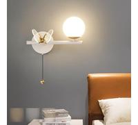 QYYZTQY Bedroom Light with Pull Cord Lamp 3000K/4000K/6000K Dimmable Wall Creative Butterfly Decoration for Living Room Hallway Corridor (Right,White)