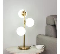 QYYZTQY Bedside Lamp,Desk Lamp with White Glass Globe Shade 3 Lights Globe Gold Metal Desk Table Bedside Nightstand Light for Bedroom Living Room Bedroom Study Room Office