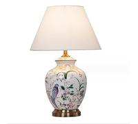 QYYZTQY Bedside Lamp Vintage Ceramic Large Table Lamp American Style Table Lamp Minimalism Bedroom Living Room with Fabric Shade E27*1 for HotelCafé Decorative 40 * 62cm