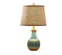 QYYZTQY Bedside Table Lamp American Retro Table Lamp Glazed Ceramic Nightstand Lamp for Bedroom Living Room Office Nightstand Lamp for Bedroom(Push Button Switch)