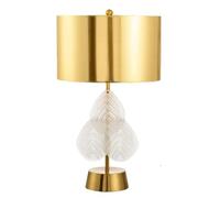 QYYZTQY Bedside Table Lamp American Table Lamp Metal Bedside Lamp Glass Nightstand Lamp PVC Lampshade for Living Room Bedroom Nightstand Lamp for Bedroom