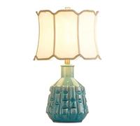 QYYZTQY Bedside Table Lamp Blue Ceramic Table Lamp Ice Crack Glazed Bedside Desk Nightstand Lamp for Bedroom Living Room Office College Desk Lamp Nightstand Lamp for Bedroom(B,Remote Control Switch)