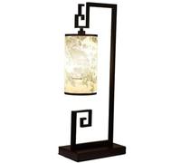 QYYZTQY Bedside Table Lamp Chinese Iron Bedside Lamp with Fabric Painting Lampshade Nightstand Lamp Living Room Bedroom Decorative Lamp Nightstand Lamp for Bedroom(B)