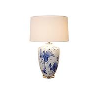 QYYZTQY Bedside Table Lamp Chinese Style Table Lamps Ceramics Bedside Table Lamps with Fabric Lampshade Concise Nightstand Lamps for Home Office Cafe Lamp, 28.7" H Bedside Lamps