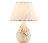QYYZTQY Bedside Table Lamp Creative Three-Dimensional Carved Ceramic Bedside Lamp Nightstand Lamp Fabric Lampshade Desk Lamp Nightstand Lamp for Bedroom(A,Push Button Switch)