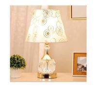 QYYZTQY Bedside Table Lamp Crystal Glass Table Lamp Metal Bedside Lamp Fabric Lampshade Nightstand Lamp for Living Room Bedroom Nightstand Lamp for Bedroom(E)