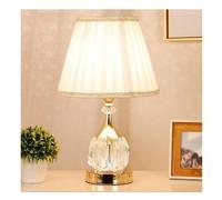 QYYZTQY Bedside Table Lamp Crystal Glass Table Lamp Metal Bedside Lamp Fabric Lampshade Nightstand Lamp for Living Room Bedroom Nightstand Lamp for Bedroom(E)
