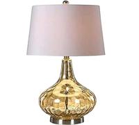 QYYZTQY Bedside Table Lamp Glass Lamp Body Table Lamp Nightstand Lamp Button Desk Lamp with Fabric Shade Nightstand Lamp for Bedroom(B)