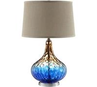 QYYZTQY Bedside Table Lamp Glass Lamp Body Table Lamp Nightstand Lamp Button Desk Lamp with Fabric Shade Nightstand Lamp for Bedroom(B)