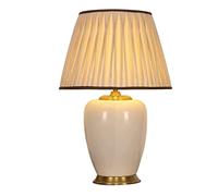 QYYZTQY Bedside Table Lamp Large Ceramic Table Lamp Desk Lamp White Glazed Table Lamps with Shade Living Room Nightstand Lamp Nightstand Lamp for Bedroom(Remote Control Switch)