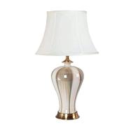 QYYZTQY Bedside Table Lamp LED Ceramic Table Light,Retro Small Table Lamp Living Room Bedroom Office Bedside Desk Lamp Fabric Lampshade E27 White Nightstand Lamp for Bedroom(Dimming)