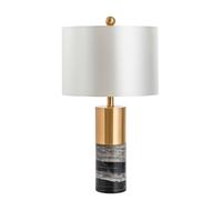 QYYZTQY Bedside Table Lamp Marble Table Lamp Nightstand Lamp with Fabric Lampshade Metal Bedside Lamp for Living Room Nightstand Lamp for Bedroom(D,Remote Control Switch)