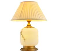 QYYZTQY Bedside Table Lamp Metal Table Lamp Marble Lamp Body Nightstand Lamp Fabric Lampshade Bedside Lamp for Bedroom Nightstand Lamp for Bedroom