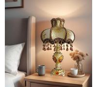 QYYZTQY Bedside Table Lamp Mid Century Wood Table Lamp Victorian Style Vintage Retro Nightstand Lamp Rustic Farmhouse Desk End Lamp for Bedroom Entryway Home Office Living Room