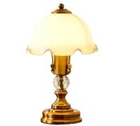 QYYZTQY Bedside Table Lamp Retro Metal Bedside Lamp Nightstand Lamp with Glass Shade Desk Lamp Push Button Nightstand Lamp for Bedroom(A)