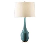 QYYZTQY Bedside Table Lamp Table Lamp Ceramic Fabric Lampshade Bedside Lamp Nightstand Lamp for Living Room Bedroom Nightstand Lamp for Bedroom(Blue,Push Button Switch)